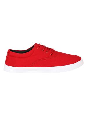 red Canvas lace up sneaker - 15263787 - Standard Image - 2