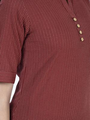 maroon straight kurta - 15264289 - Standard Image - 5