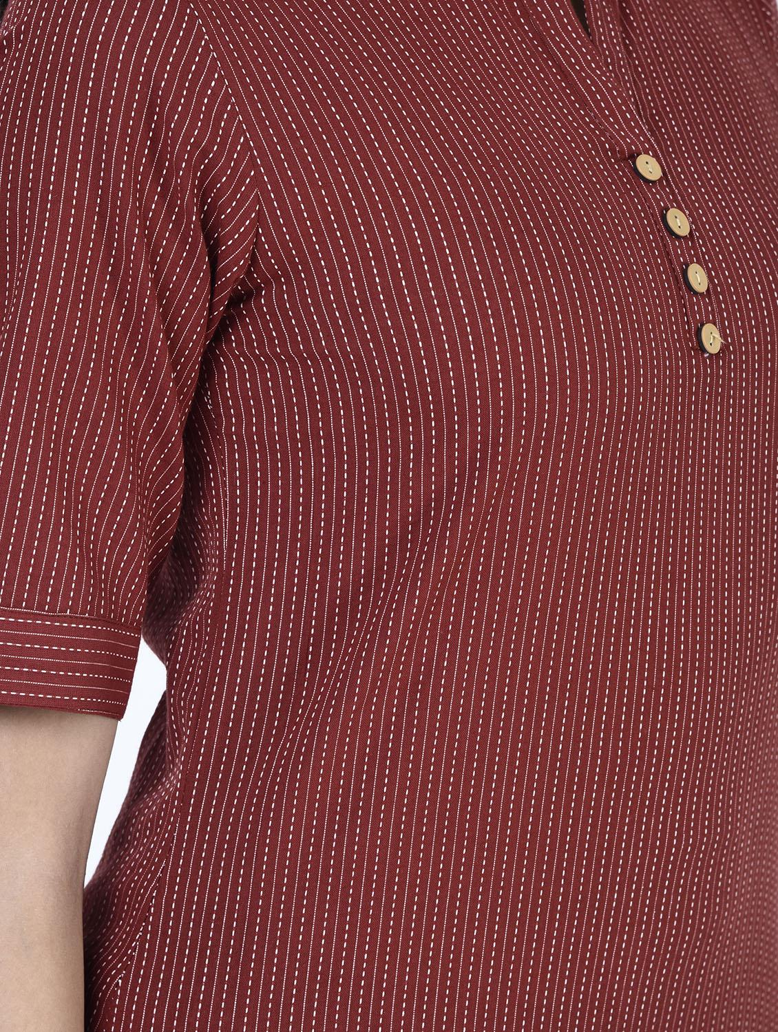maroon straight kurta - 15264289 - Zoom Image - 5
