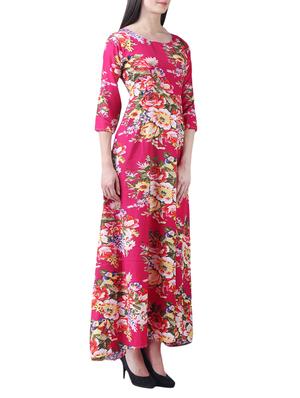 pink floral crepe maxi dress - 15264391 - Standard Image - 2
