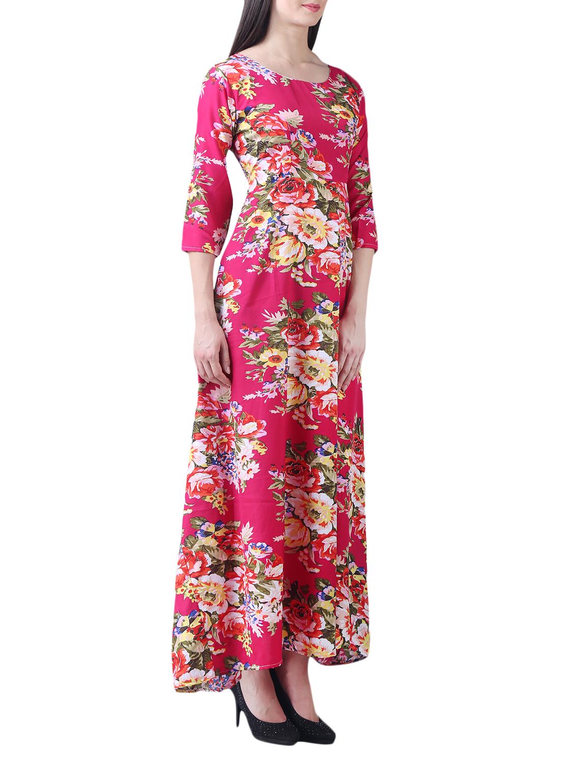 pink floral crepe maxi dress - 15264391 - Zoom Image - 2