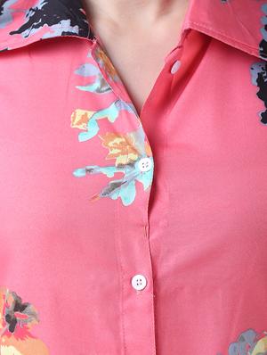 pink crepe floral shirt dress - 15264413 - Standard Image - 5