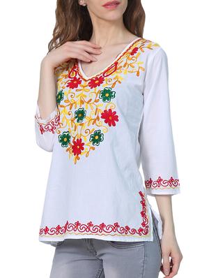 embroidered v neck tunic - 15265658 - Standard Image - 2