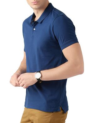 blue solid polo t-shirt - 15266260 - Standard Image - 2