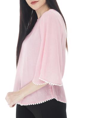 bell sleeved lace trim top - 15266557 - Standard Image - 2