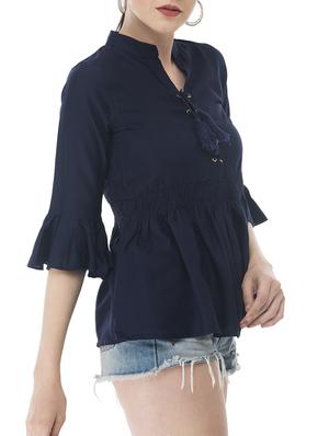 flute sleeved peplum top - 15266563 - Standard Image - 2