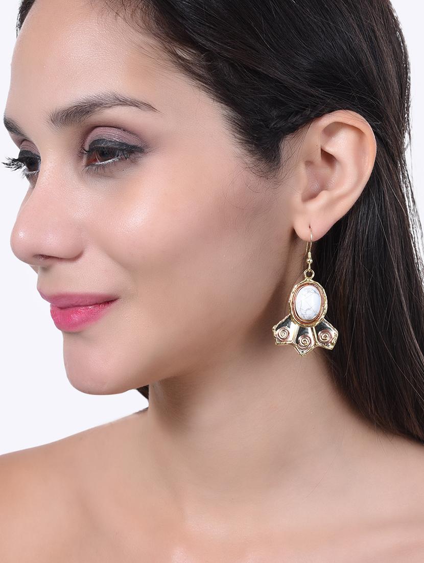 gold brass drop earring - 15266755 - Zoom Image - 2
