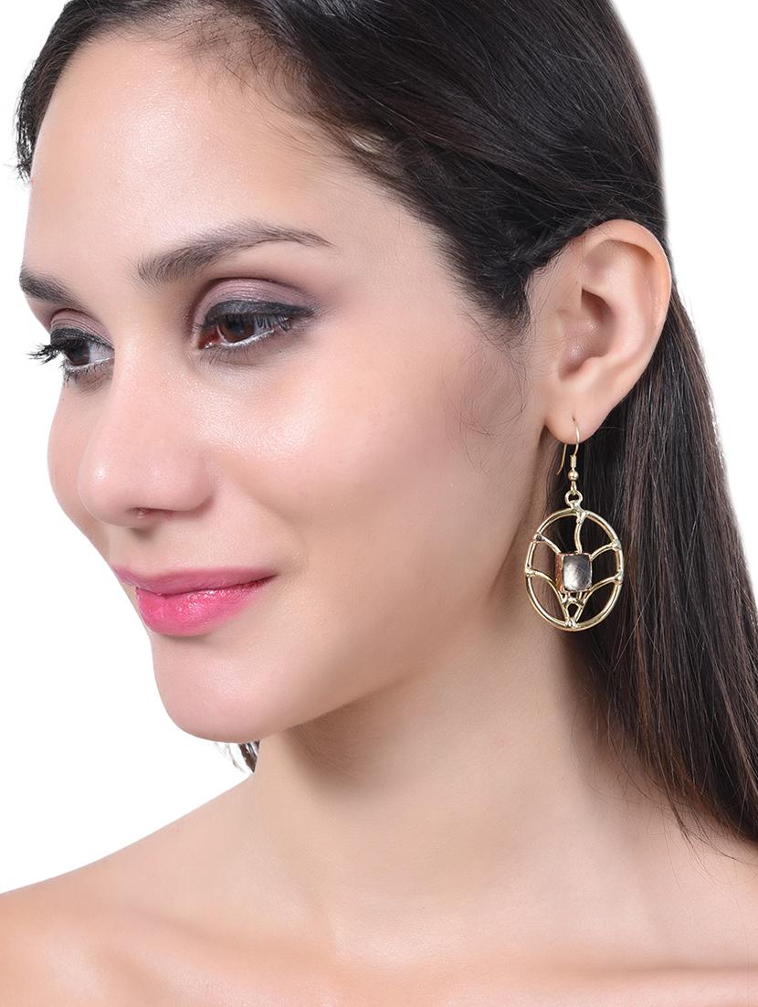 gold brass drop earring - 15266756 - Zoom Image - 2
