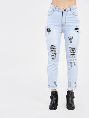 light blue denim distressed jeans - 15266773 - Standard Image - 2