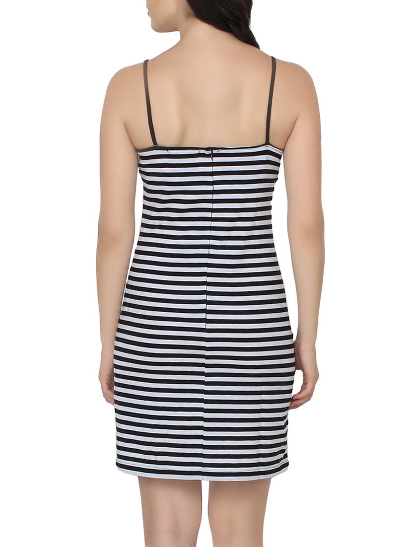 black jersey striped sheath dress - 15266959 - Zoom Image - 2