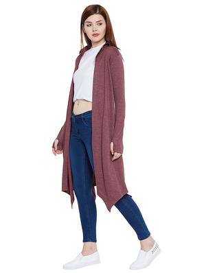 maroon solid asymmetrical shrug - 15267849 - Standard Image - 2
