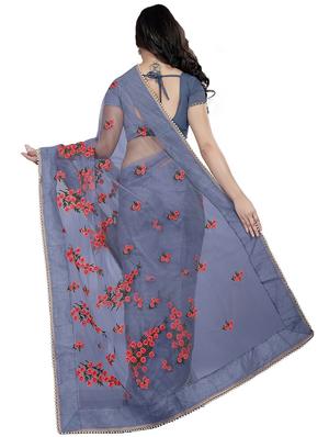 Ditsy floral embroidered saree with blouse - 15267937 - Standard Image - 2