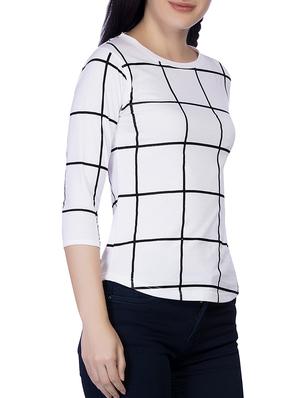 grid pattern round neck tee - 15268128 - Standard Image - 2