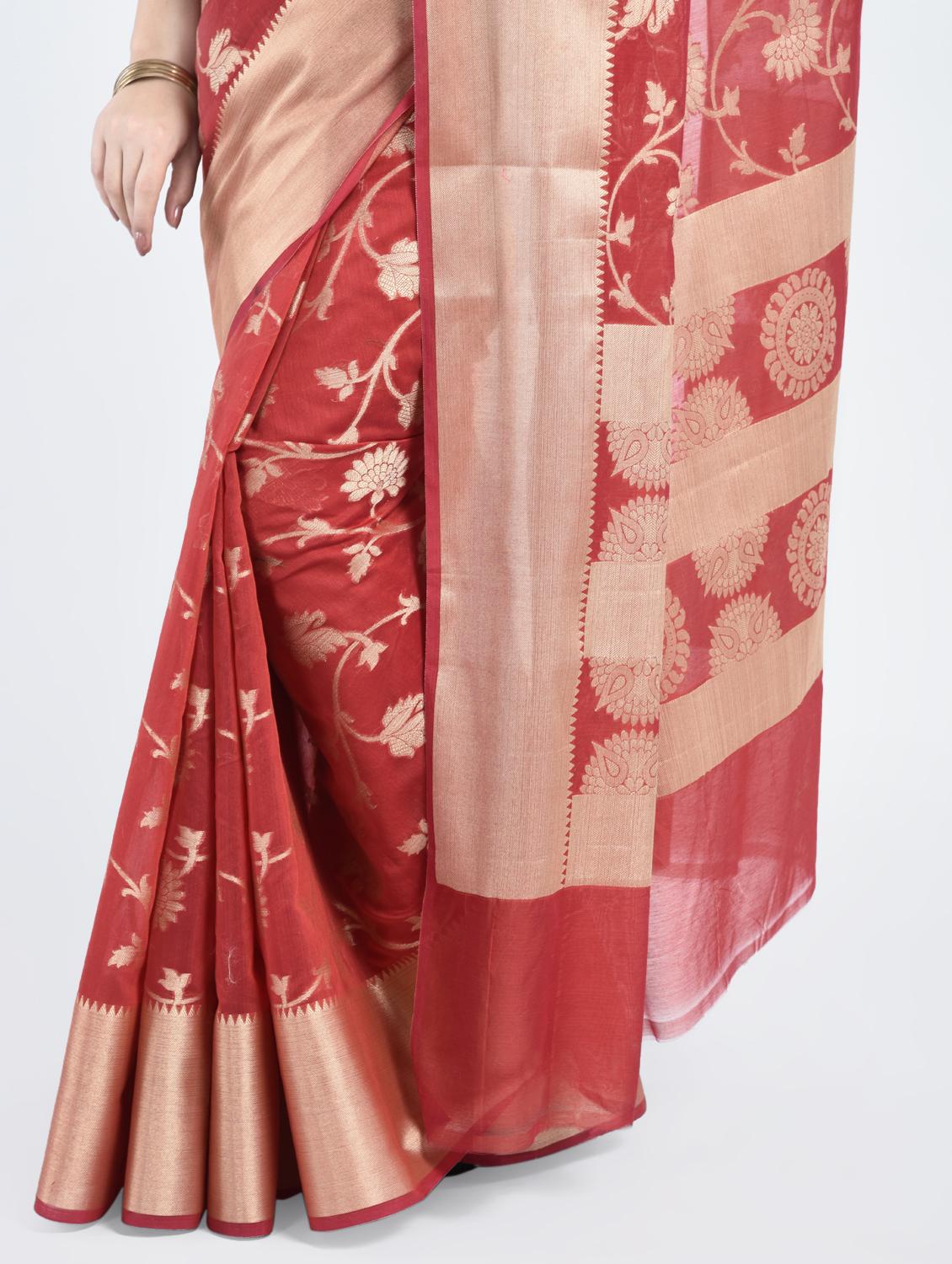 floral motif banarasi saree - 15268425 - Zoom Image - 2