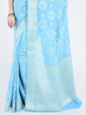 floral Zari motif Banarasi Saree - 15268547 - Standard Image - 2