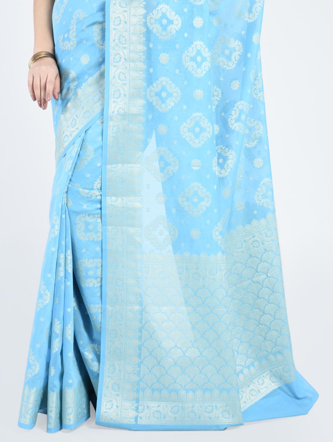 floral Zari motif Banarasi Saree - 15268547 - Zoom Image - 2