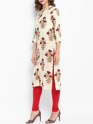 white cotton straight kurta - 15269398 - Standard Image - 2