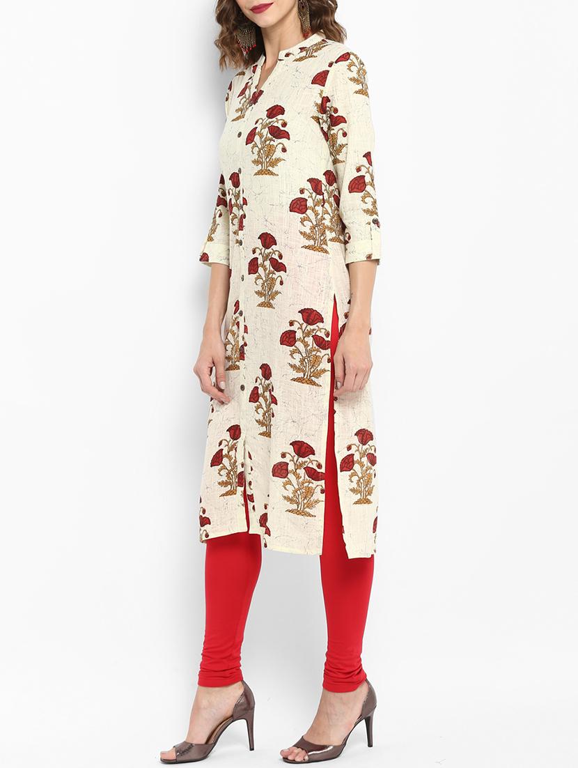 white cotton straight kurta - 15269398 - Zoom Image - 2