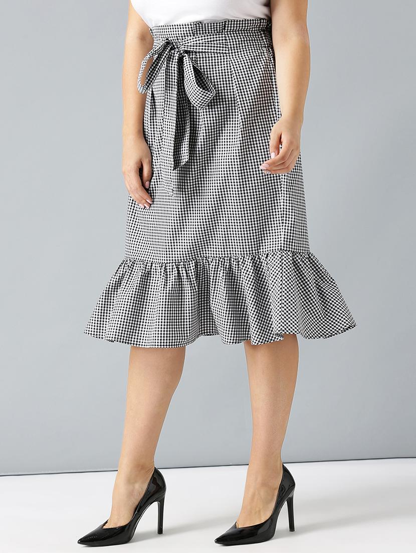gingham checked flounce hem skirt - 15270178 - Zoom Image - 2