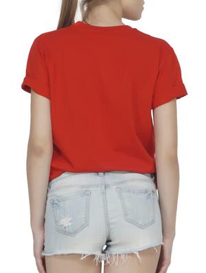 red cotton slogan printed tee - 15270629 - Standard Image - 2
