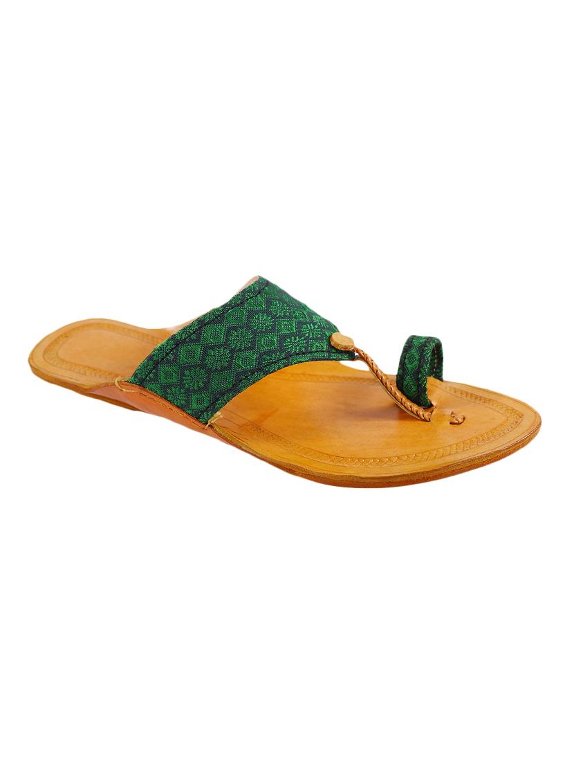 green one toe kolhapuri - 15272208 - Zoom Image - 2