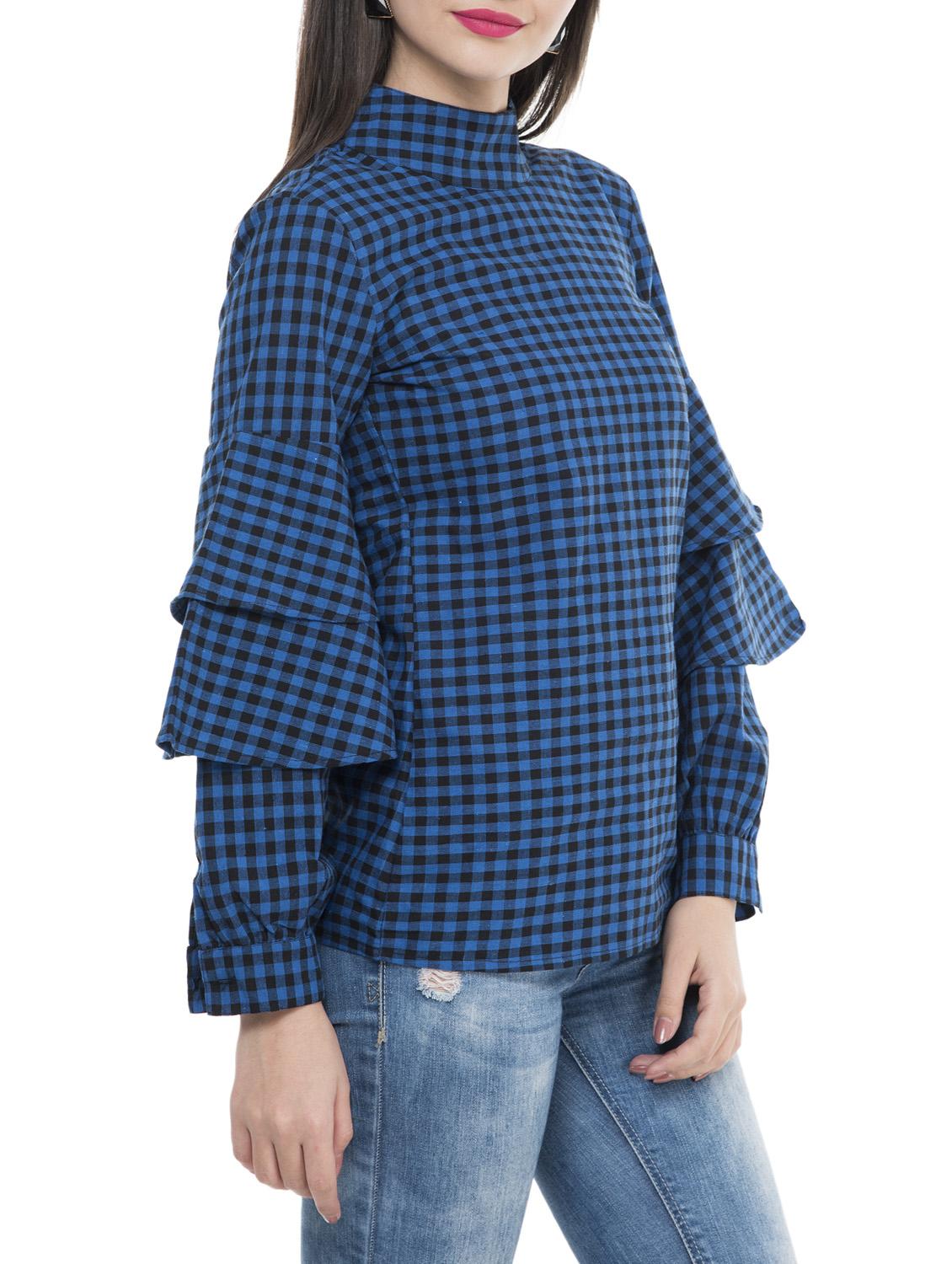 blue checkered cotton top - 15272955 - Zoom Image - 2