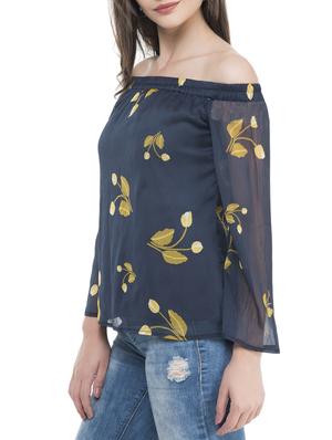 navy blue printed chiffon top - 15272957 - Standard Image - 2