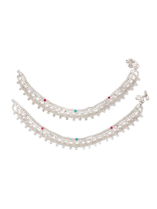 silver plated anklets and payal - 15273799 - Standard Image - 1