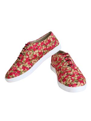 red canvas laceup sneakers - 15273907 - Standard Image - 2