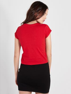 red solid cotton tee - 15274025 - Standard Image - 2