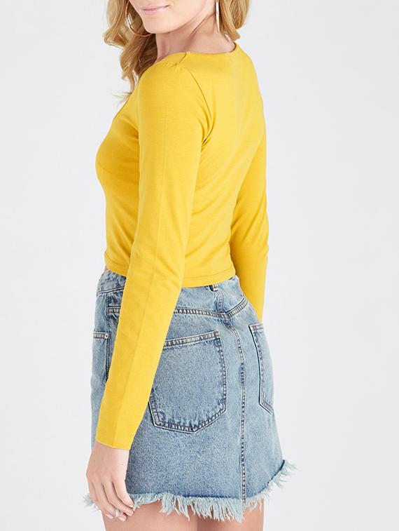 yellow solid cotton tee - 15274027 - Zoom Image - 2