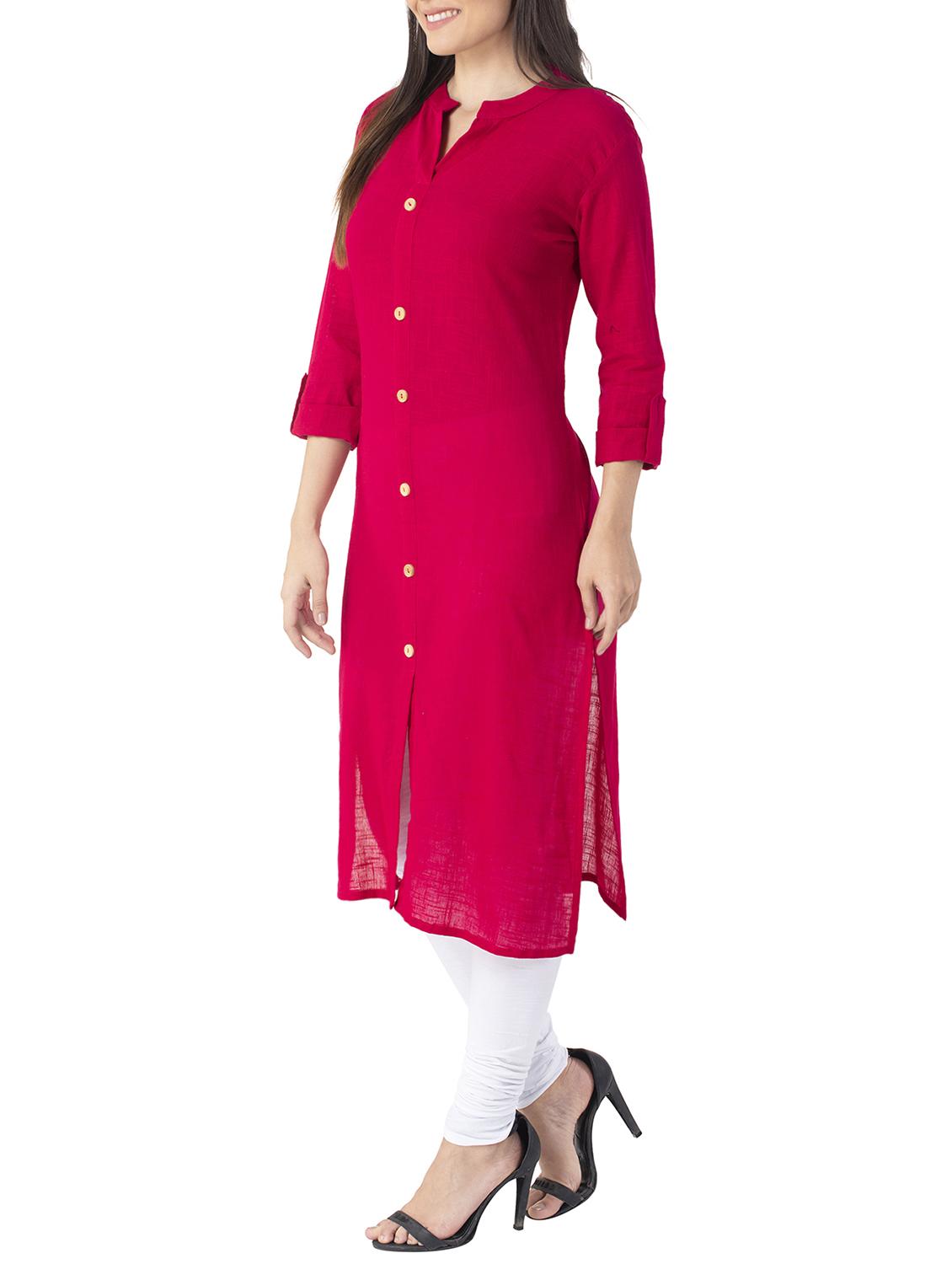 solid straight kurta - 15274145 - Zoom Image - 2