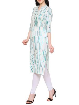 white cotton straight kurta - 15275004 - Standard Image - 2