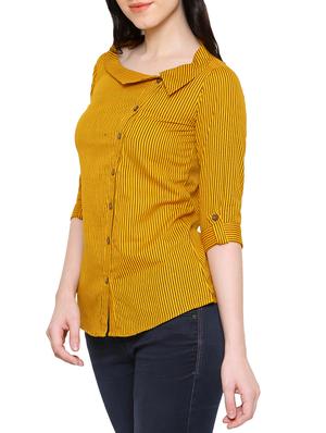 asymmetric collar striped top - 15277119 - Standard Image - 2