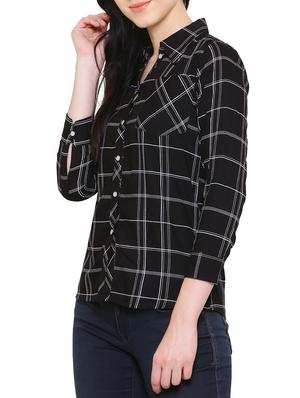black rayon checkered shirt - 15277120 - Standard Image - 2