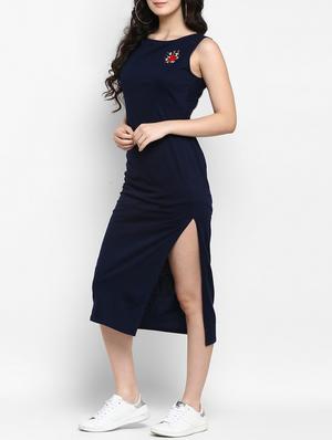floral embroidered high slit dress - 15277623 - Standard Image - 2