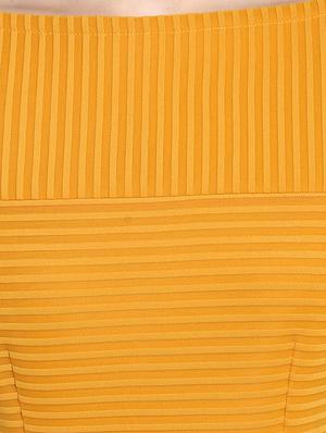Yellow Solid Self Striped Dress - 15277624 - Standard Image - 5