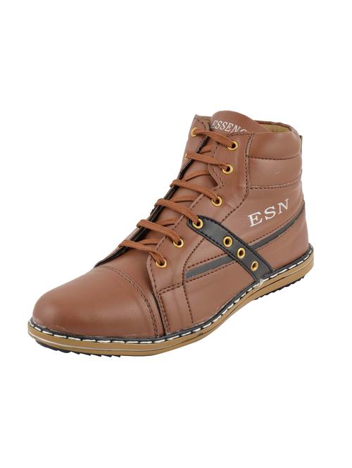 brown leatherette low ankle boots - 15277907 - Very Small Image - 1
