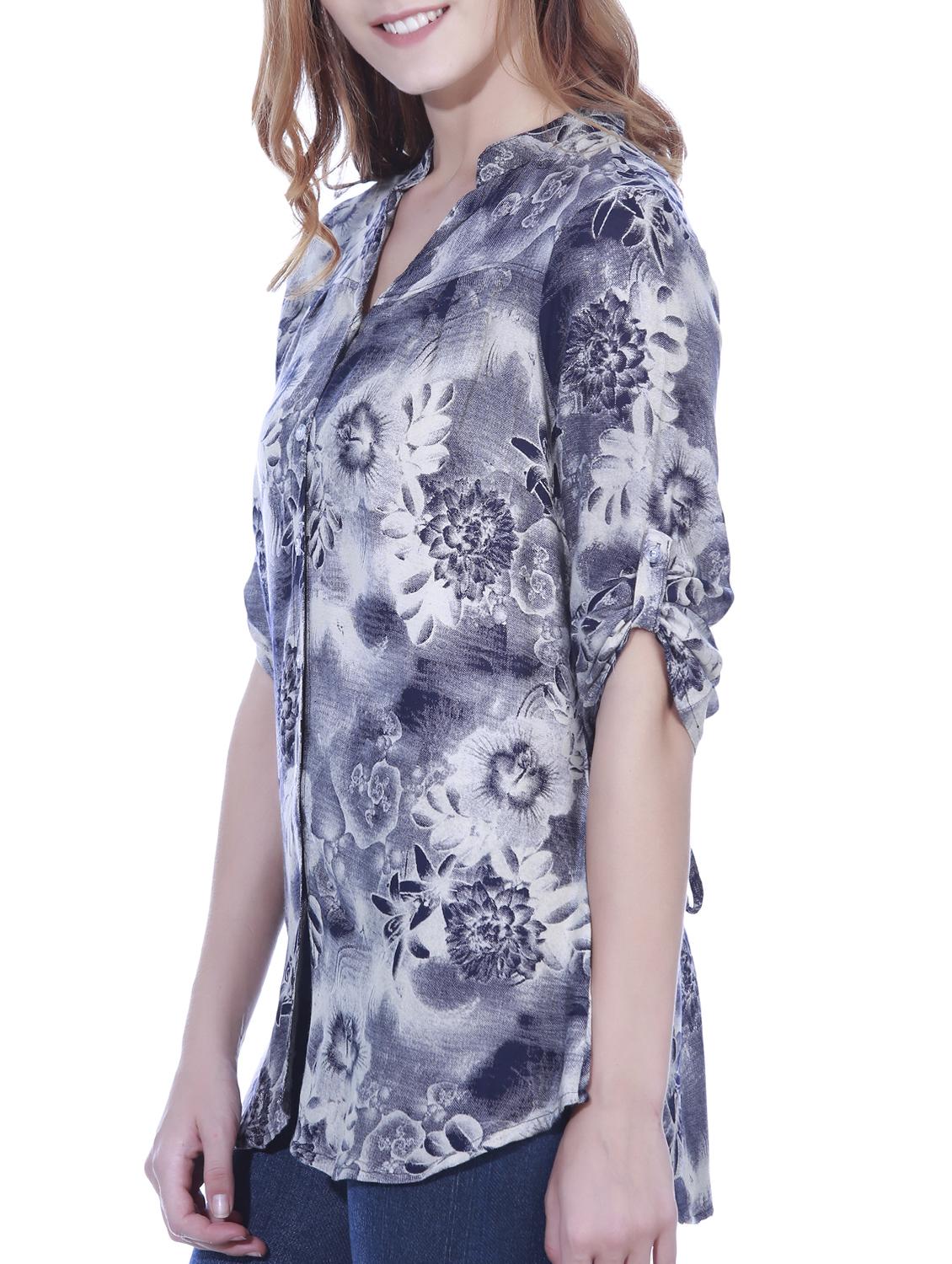 grey printed rayon shirt tunic - 15277986 - Zoom Image - 2