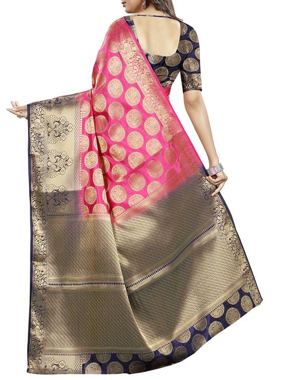 pink cotton silk banarasi saree with blouse - 15278394 - Zoom Image - 2