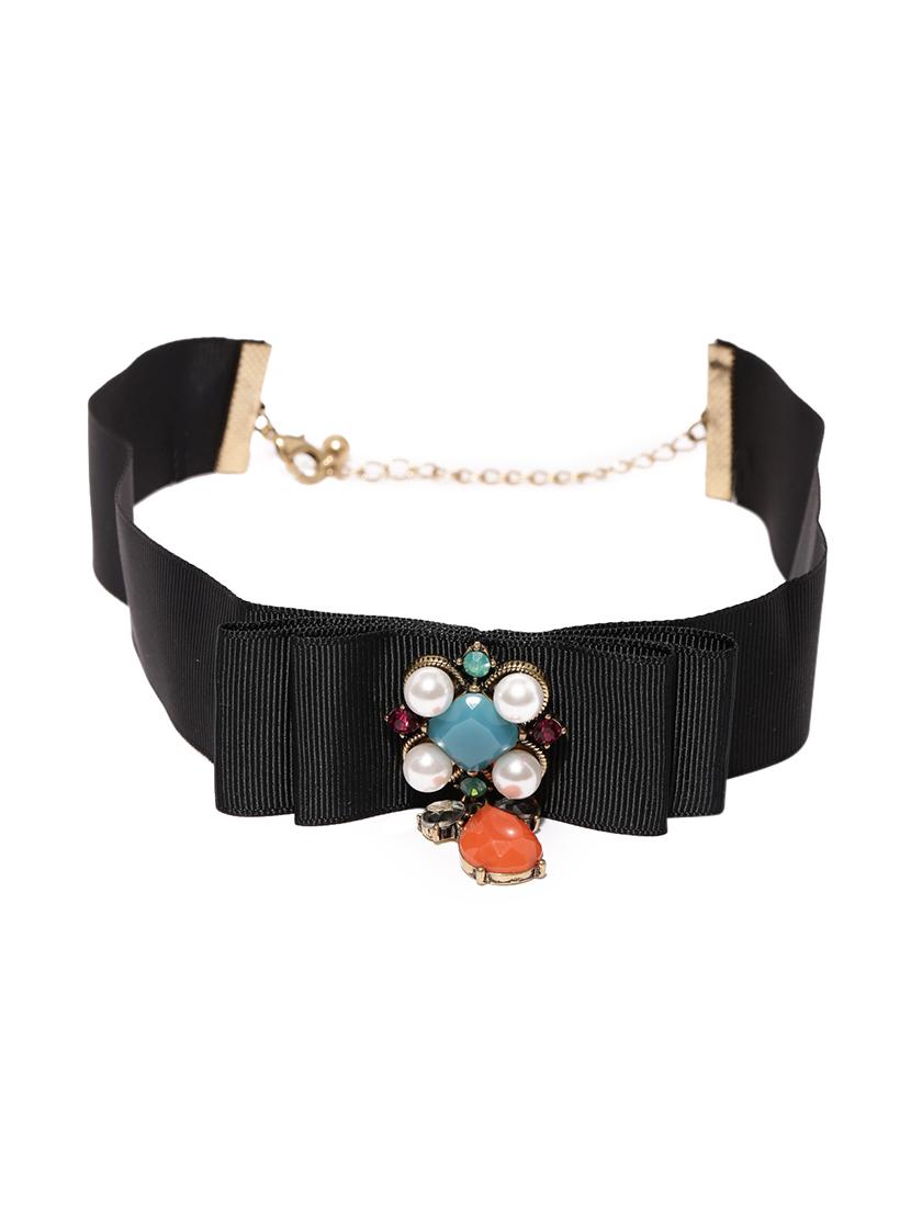 black cotton choker necklace - 15279818 - Zoom Image - 2
