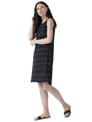 black cotton ikat a-line dress - 15281447 - Standard Image - 2