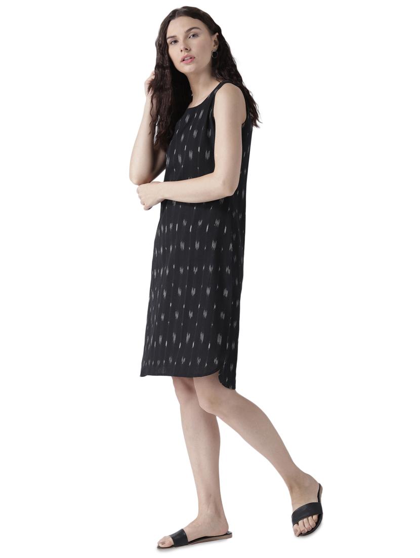 black cotton ikat a-line dress - 15281447 - Zoom Image - 2