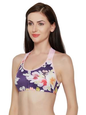 purple printed sports bra - 15282243 - Standard Image - 2