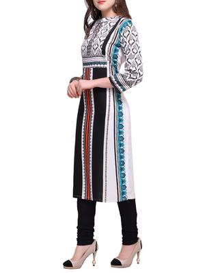 White crepe straight kurta - 15283442 - Standard Image - 2