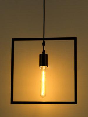 Vintage Edison lamp Rope hangingpendant , E27 Holder, Decorative, Urban Retro style Square Shape - 15283662 - Standard Image - 2