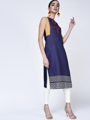 Indigo straight kurta - 15283710 - Standard Image - 2