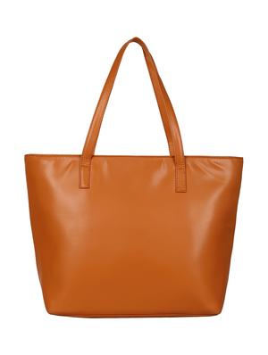 brown colored leatherette (pu) regular tote - 15283909 - Standard Image - 2