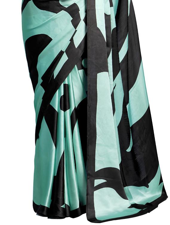 all over printed crepe saree with blouse - 15284060 - Zoom Image - 2