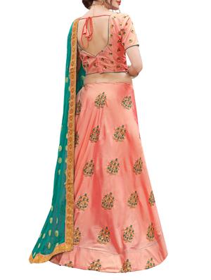 peach embroidered lehnga - 15284629 - Standard Image - 2